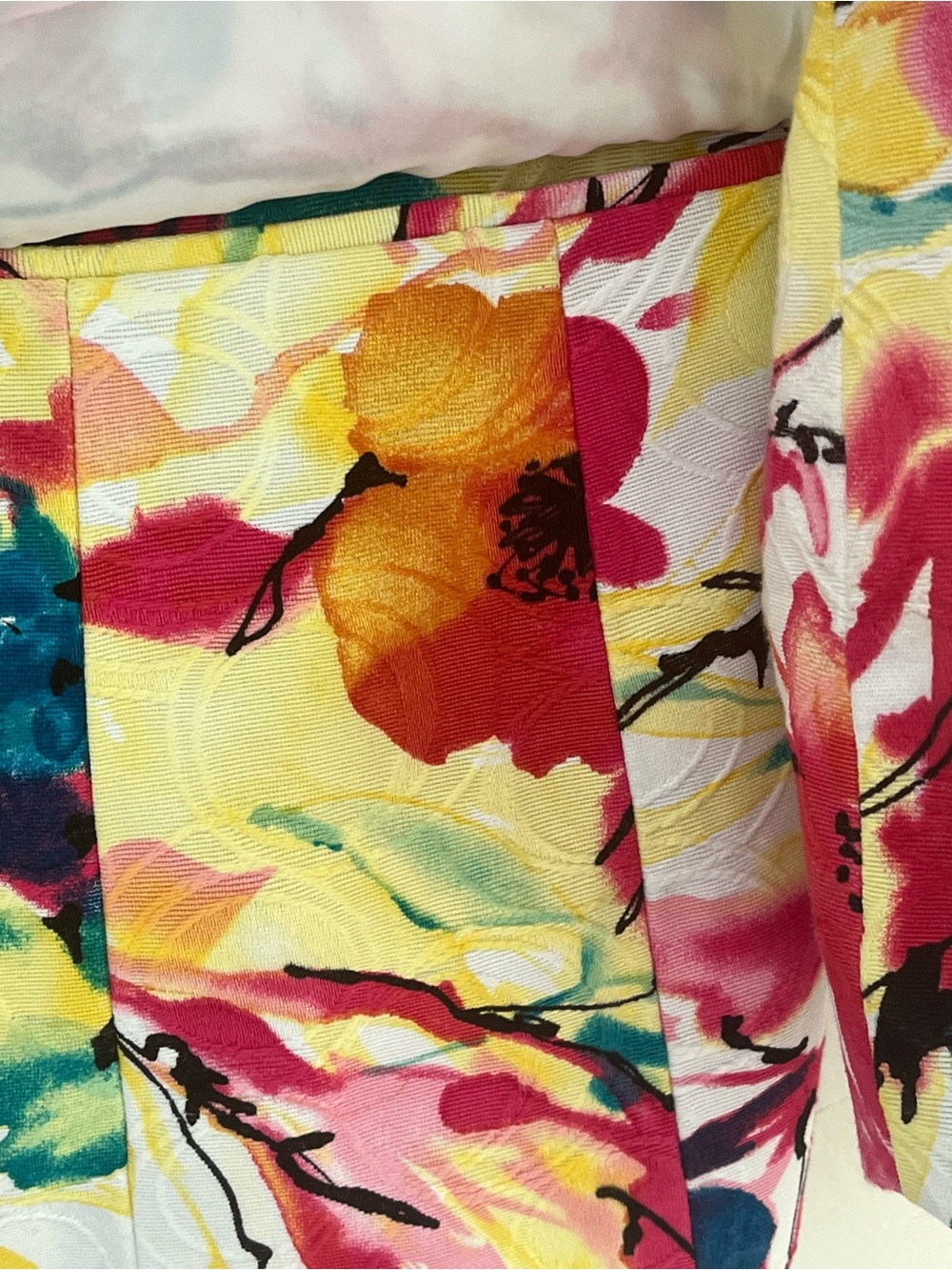 Investments Vibrant Colorful Watercolor Floral Blazer Size 18 Pink Yellow - Picture 3 of 16